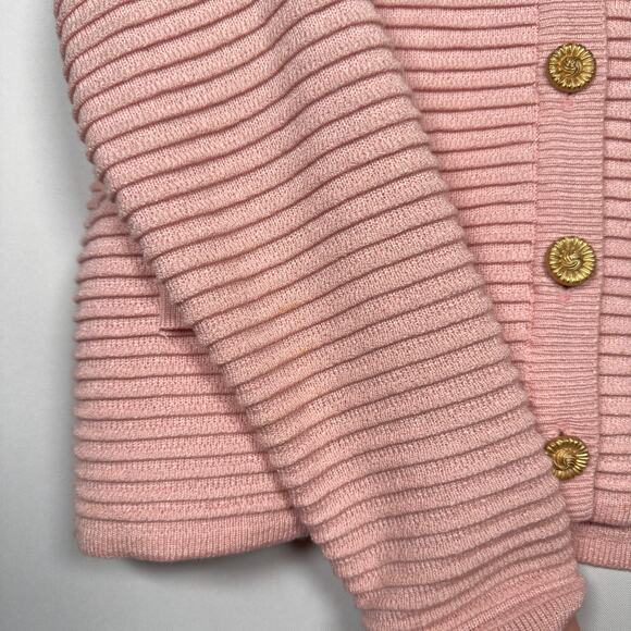 Vintage 90s UnionMade Women's Sweater Ami Knits Pink Gold Buttons Size 8 - Picture 6 of 7